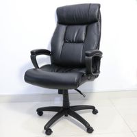 höhenverstellbarer XL Bürostuhl mit Armlehne, ca. 68 x 77 x 115-125 cm - Schwarz in Lederoptik