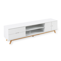 TV-Lowboard mit praktischen Details, ca. 200x40x50 cm – Weiß