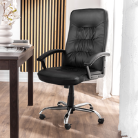 Höhenverstellbarer Bürostuhl mit Armlehne, ca. 68 x 69 x 113-123 cm  - Schwarz in Lederoptik