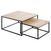  2-teiliges Couchtisch-Set mit Stahlrahmen, ca. 80x80x45 cm & 60x60x35 cm – Braun