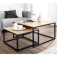 2-teiliges Couchtisch-Set mit Stahlrahmen, ca. 80x80x45 cm & 60x60x35 cm – Braun