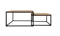  2-teiliges Couchtisch-Set mit Stahlrahmen, ca. 80x80x45 cm & 60x60x35 cm – Braun