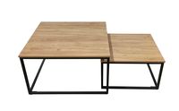 2-teiliges Couchtisch-Set mit Stahlrahmen, ca. 80x80x45 cm & 60x60x35 cm – Braun