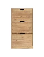 Schuhschrank mit Melaminbeschichtung und 3 Klappen, ca. 62 x 24 x 115,5 cm – Mittelbraun mit Holzmaserung