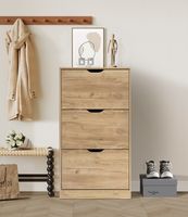 Schuhschrank mit Melaminbeschichtung, ca. 62 x 24 x 115,5 cm – Mittelbraun mit Holzmaserung