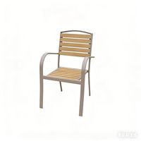 Stapelstuhl aus Aluminium mit Holzoptik, ca. 55 x 59 x 89 cm