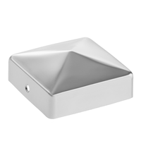 4tlg. Pfostenkappen aus Edelstahl, ca. 7,1 x 7,1 cm  Schwarz