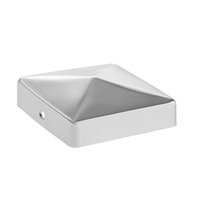 4tlg. Pfostenkappen aus Edelstahl, ca. 9,1 x 9,1 cm  Schwarz