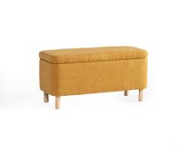 Truhenbank Polsterbank mit Aufbewahrung, ca. 100 x 40 x 49 cm aus Samt - Gelbbraun