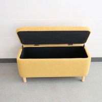 Truhenbank Polsterbank mit Aufbewahrung, ca. 100 x 40 x 49 cm aus Samt - Gelbbraun