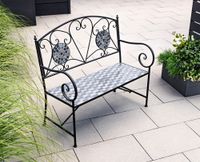 2-Sitzer Gartenbank Mosaik GISMO aus Metall, ca. 106 x 42 x 94 cm - Schwarz