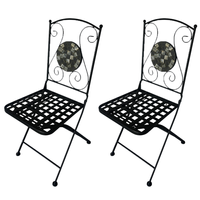 Mosaik Gartenstühle Bistrostühle GISMO 2er Set Klappbar Keramik - Schwarz 