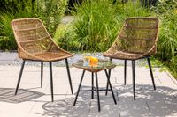 3tlg. Balkonsitzgruppe aus Poly-Geflecht - Braun