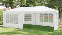 Partyzelt Pavillon Faltbar Pop-Up mit 5 Seitenwänden, ca. 300 x 600 x 250 cm – Weiß