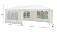 Partyzelt Pavillon Faltbar Pop-Up mit 5 Seitenwänden, ca. 300 x 600 x 250 cm – Weiß