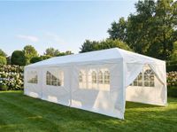 Partyzelt Pavillon Faltbar Pop-Up mit 8 Seitenwänden, ca. 300 x 900 x 250 cm – Weiß