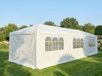 Partyzelt Pavillon Faltbar Pop-Up mit 8 Seitenwänden, ca. 300 x 900 x 250 cm – Weiß