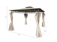 Pavillon mit Seitenwänden und stabilem Metallrahmen, ca. 300 x 300 x 260 cm – Beige