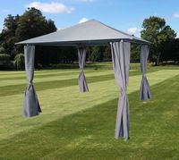 Pavillon mit Netzseiten und pulverbeschichtetem Stahlrahmen, ca. 300 x 300 x 260 cm – Grau