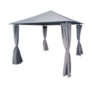 Pavillon mit Netzseiten und pulverbeschichtetem Stahlrahmen, ca. 300 x 300 x 260 cm – Grau