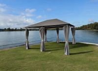 Pavillon mit Netzseiten und stabilem Metallrahmen, ca. 300 x 400 x 275 cm – Grau