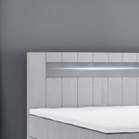Boxspringbett KUBA mit Bettkasten Visco Topper LED 180 x 200 cm Webstoff Inari Grau Bett Bettkasten