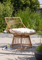 Garten-Sessel mit Polsterkissen aus Rattan, ca. 87 x 70 x 46/87 cm - Braun