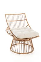 Garten-Sessel mit Polsterkissen aus Rattan, ca. 87 x 70 x 46/87 cm - Braun