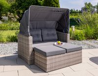 Alu-Lounge-Set "SUNNY" inkl. Hocker und Polsterauflage - Grau