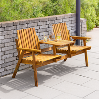 2-Sitzer Gartenbank mit Tischablage aus Akazienholz, ca. 153 x 65 x 82 cm - Braun