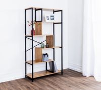 Asymmetrisches Wohnzimmerregal, ca. 84 x 35 x 163 cm - Braun/Schwarz