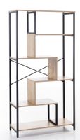 Asymmetrisches Wohnzimmerregal, ca. 84 x 35 x 163 cm - Braun/Schwarz