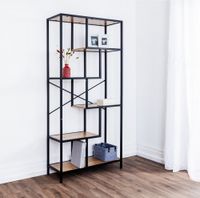 Wohnzimmerregal, ca. 83 x 34 x 185 cm - Braun/Schwarz
