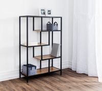 Aysmetrisches Wohnzimmerregal, ca. 83 x 34 x 130 cm - Braun/Schwarz