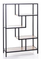 Aysmetrisches Wohnzimmerregal, ca. 83 x 34 x 130 cm - Braun/Schwarz