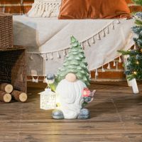 HOMCOM Weihnachtsdeko Figur 42 cm Weihnachtsmann mit Mütze und Laterne