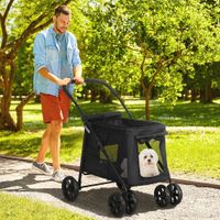 PawHut Hundewagen, Hundetrolley mit Kissen, faltbarer Hundebuggy, Katzenbuggy