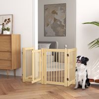 PawHut Absperrgitter Hund 4-teilig, 204 x 75 cm Faltbar Türschutzgitter mit Tür