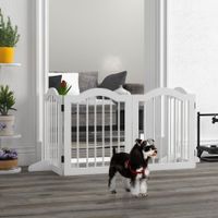 PawHut Absperrgitter Hundegitter 4-teilig mit zwei Stützfüßen stabil Weiß