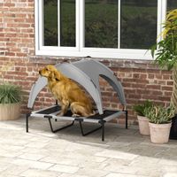 PawHut Erhöhtes Hundebett mit Baldachin Haustierbett Outdoor Hundeliege mit Dach