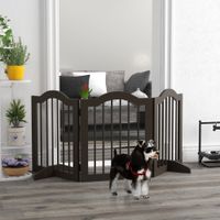 PawHut Absperrgitter Hundegitter 3-teilig mit zwei Stützfüßen stabil Kaffee