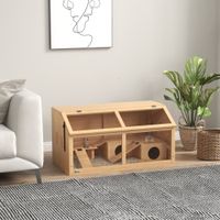 PawHut Kleintierkäfig aus Holz, Kleintierstall mit Hängebrücke, Leitern, Hütte