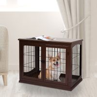 PawHut Hundekäfig für Zuhause, Abschließbar Hundehütte mit 2 Eingängen, Braun