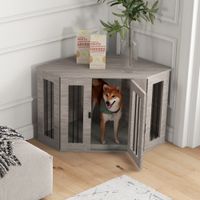 PawHut Hundekäfig Eckige Hundehütte Hundebox mit Kissen, Hundehaus mit Türriegel