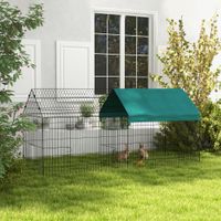 PawHut Freilaufgehege 220 x 85 x 103 cm Kleintiergehege mit Abdeckung, 4 Türen