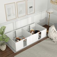 PawHut Wurfkiste für Welpen, Welpenauslauf mit rutschfesten Füßen, Weiß