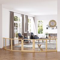 PawHut Absperrgitter für Hunde Schutzgitter Hundegitter Kiefernholz Natur