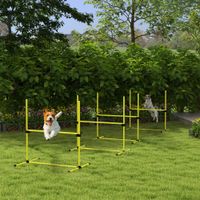 PawHut Agility Hürdenset Slalom Stangen Hunde Training Set 4 x Hürden Gelb