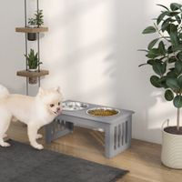 PawHut Erhöhter Hundenapf Haustier Futternapf Edelstahl MDF Grau