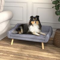 PawHut Hundesofa Katzensofa mit Rückenlehne, Hundecouch mit Holzbeine, Kissen